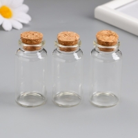 Декор для творчества стекло "Бутылочка с пробкой"набор 3 шт 25 мл 6х3х3 см Декор для творчества стекло "Бутылочка с пробкой"набор 3 шт 25 мл 6х3х3 см