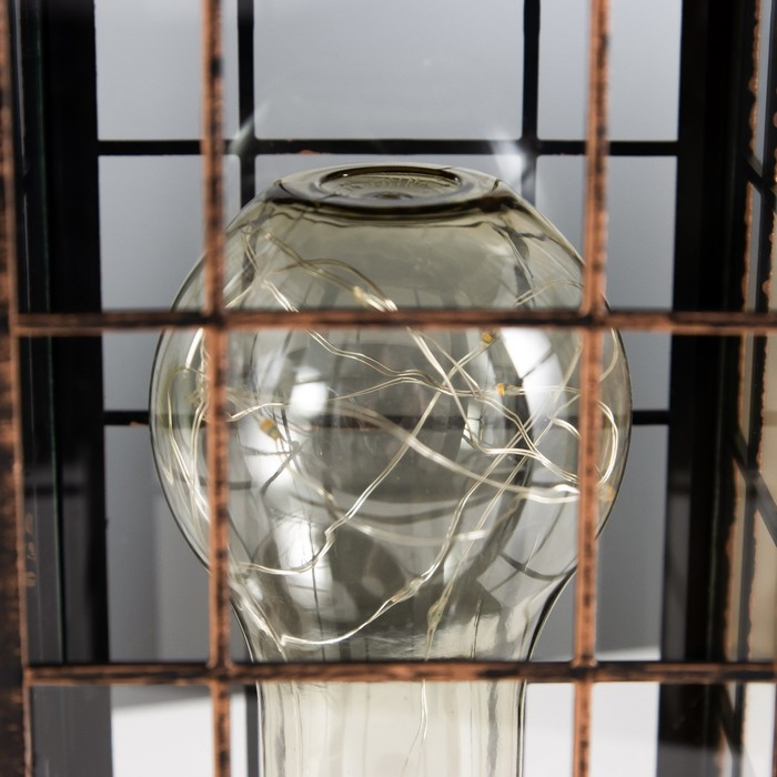 Ночник Ночник "Фонарь лофт " LED черный с медной патиной 13х13х31 см RISALUX