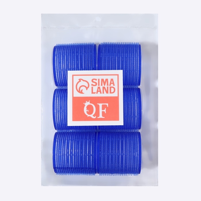 Бигуди &laquo;Липучка&raquo;, d = 6,5 см, 6 см, 6 шт, цвет синий