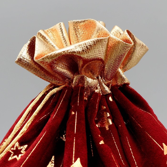 Мешочек подарочный плюш &laquo;Тебе в этот праздник&raquo;, ёлки, тиснение, 30 х 40 см +/- 1.5 см, Новый год