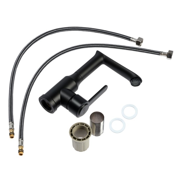 Смеситель для раковины ZEIN Z3696, поворотный излив высотой 18 см, ABS-пластик, черный Смеситель для раковины ZEIN Z3696, поворотный излив высотой 18 см, ABS-пластик, черный