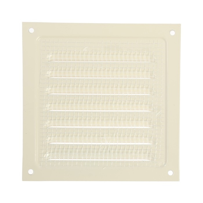 Решетка вентиляционная ZEIN Люкс РМ1212СК, 125 х 125 мм, с сеткой, металл, cлоновая кость