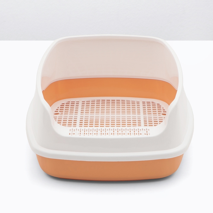 Туалет «Айша» S с высоким бортом и сеткой, 45 х 35 х 18,5 см, оранжевый Туалет «Айша» S с высоким бортом и сеткой, 45 х 35 х 18,5 см, оранжевый