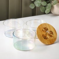 Менажница стеклянная трёхъярусная &laquo;Сердце&raquo;, 500 мл, 12,2&times;27,5 см, цвет перламутровый