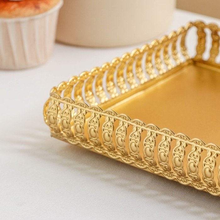 Поднос &laquo;Леонардо&raquo;, 28&times;14,5&times;3,5 см, прямоугольный, цвет золотой