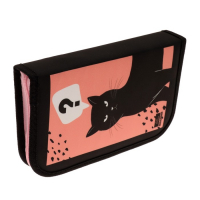 Пенал 1 секция, 130 х 210 х 40 мм, 2 откидные планки, тканевый, Calligrata TOP, Content "Кот", чёрный Пенал 1 секция, 130 х 210 х 40 мм, 2 откидные планки, тканевый, Calligrata TOP, Content "Кот", чёрный