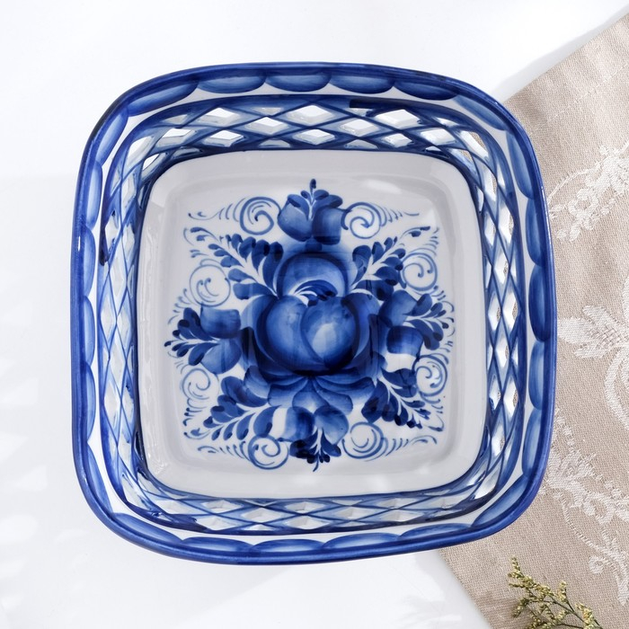 Блюдо &laquo;Сухарница&raquo;, гжель, микс