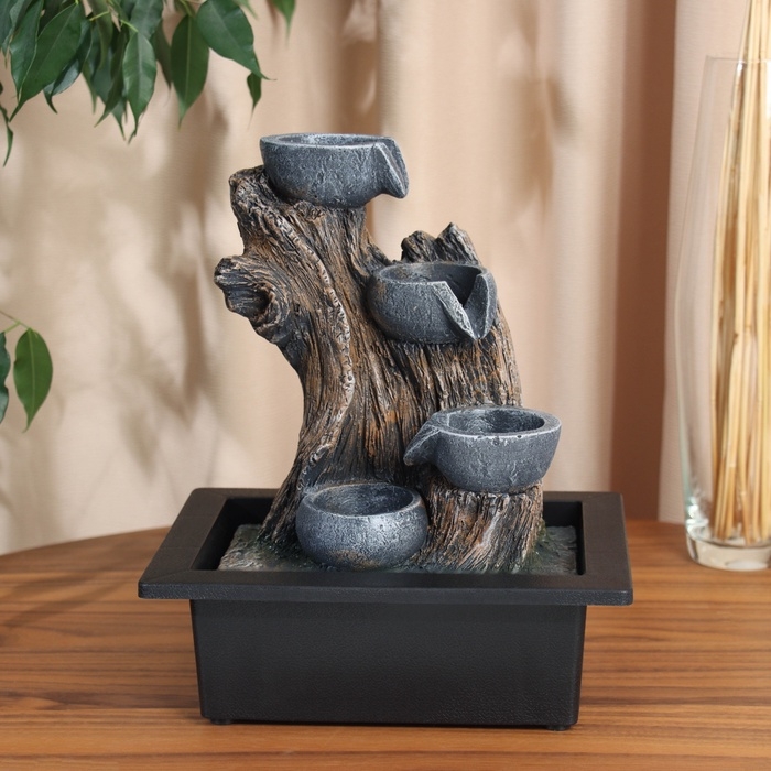 Фонтан Фонтан "Каменные кадки на дереве" 27х23 см (с подсветкой, без шарика)