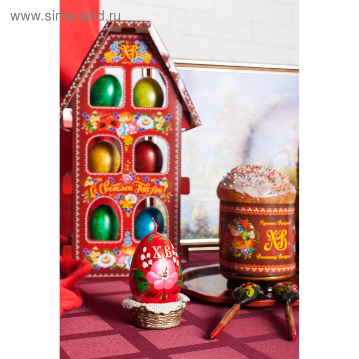 Декоративная свеча &laquo;Пасхальное яйцо в лукошке&raquo;
