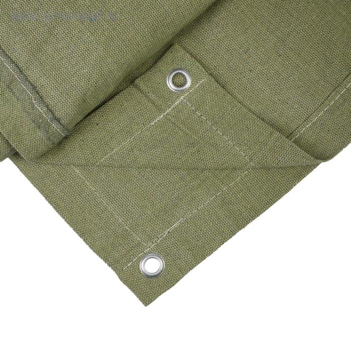 Брезент огнеупорный, 4 &times; 3 м, плотность 400 г/м&sup2;, люверсы шаг 1 м, хаки