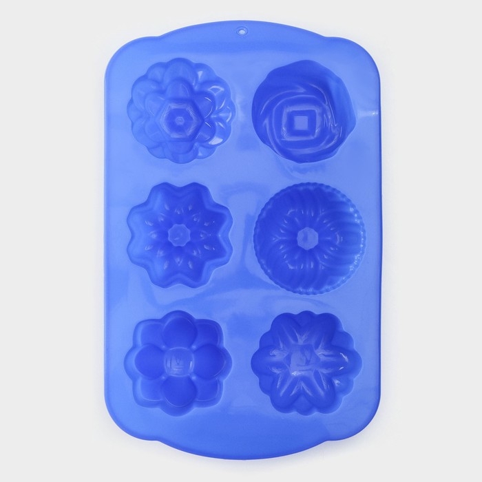 Форма для выпечки Доляна «Немецкий кекс. Цветы», силикон, 29×17,5 см, 6 ячеек, цвет МИКС Форма для выпечки Доляна «Немецкий кекс. Цветы», силикон, 29×17,5 см, 6 ячеек, цвет МИКС