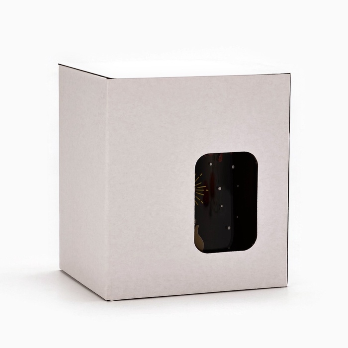 Кружка с ложкой и крышкой стеклянная Дорого внимание &laquo;Счастливого Нового года&raquo;, 470 мл