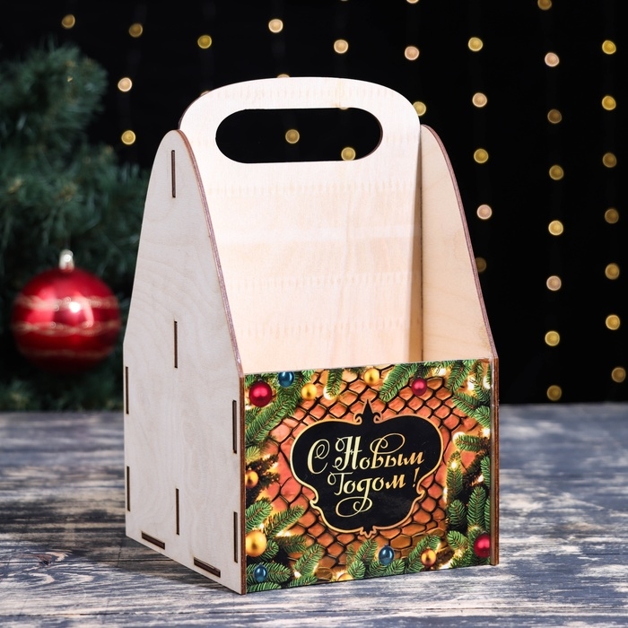 Ящик для пива Ящик для пива "С Новым Годом!" еловые ветки, 15 х 15 х 25 см