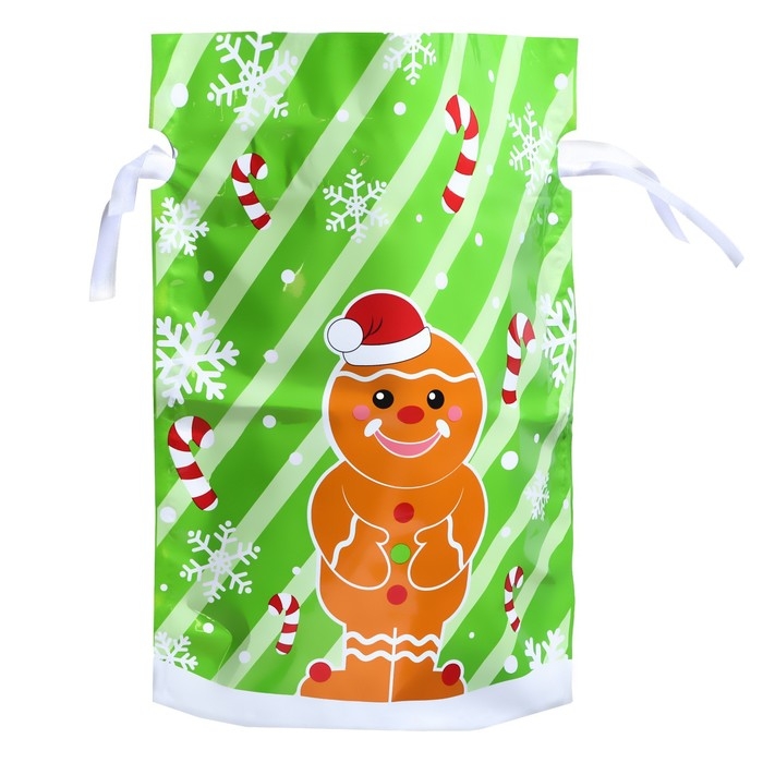 Новый год. Пакет подарочный с завязками, Новый год. Пакет подарочный с завязками, "Пряничный человек", 24х32 см.