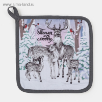 Новогодний кухонный набор "Время чудес": варежка-прихватка 20х28 см, прихватка 17х17 см