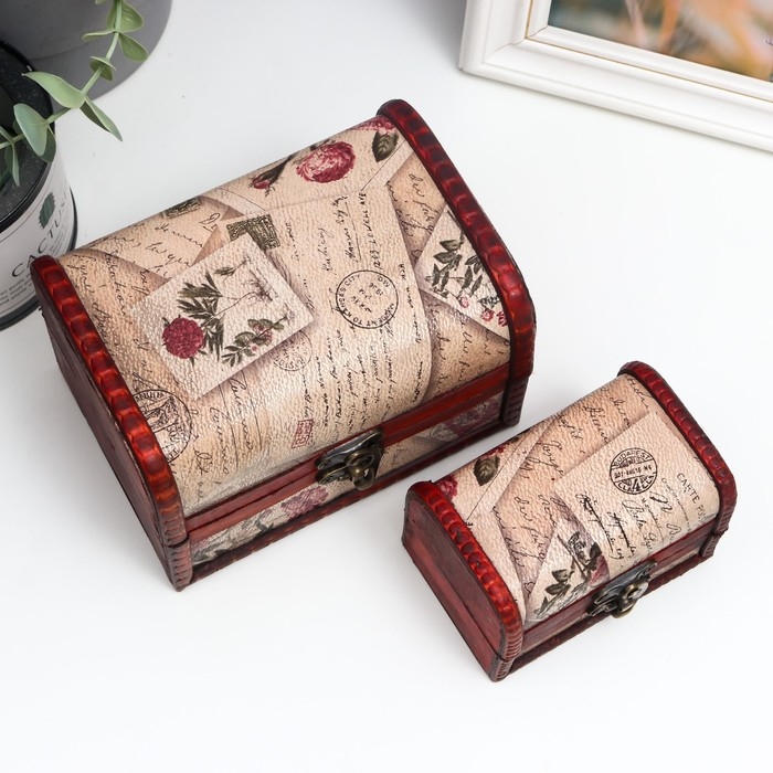 Шкатулка сундучок "Цветочное панно" (набор 2 шт), 10,5&times;10,5&times;15,2 см