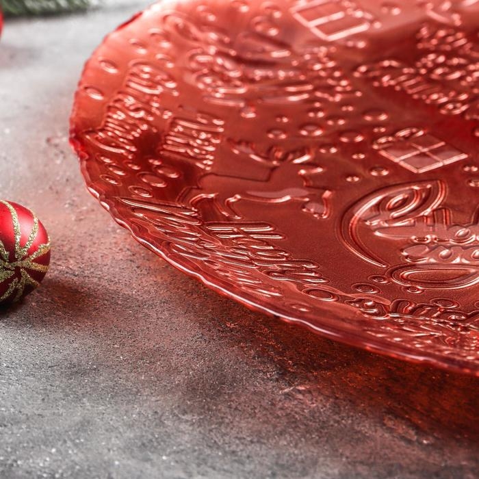 Тарелка подстановочная &laquo;Новый Год&raquo;, d=35 см, цвет красный