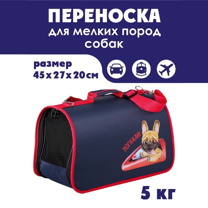 Сумка-переноска раскладная, каркасная &laquo;Погнали!&raquo; 45x27x20 см