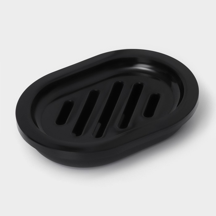 Набор для ванной &laquo;Эталон&raquo;, 4 предмета: дозатор для мыла, мыльница, 2 стакана, 24&times;8&times;17 см, цвет чёрный