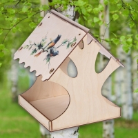 Кормушка для птиц "Птички на ветке", с принтом, 24×24×27 см Кормушка для птиц "Птички на ветке", с принтом, 24×24×27 см