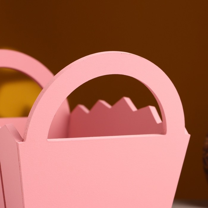 Кашпо деревянное 25&times;16&times;17 см "Мария", ручки боковые, МДФ, Розовый Коралл