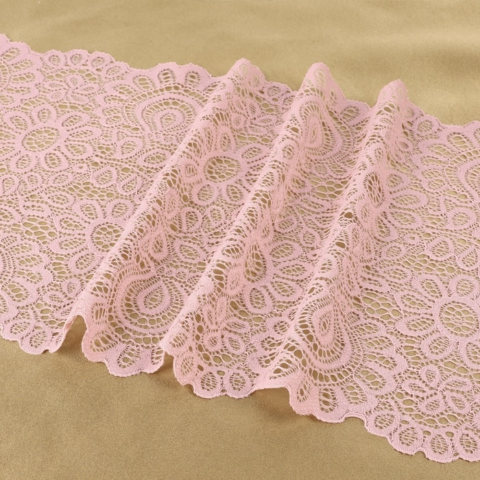 Кружевная эластичная ткань, 190 мм × 2,7 ± 0,5 м, цвет пудровый Кружевная эластичная ткань, 190 мм × 2,7 ± 0,5 м, цвет пудровый