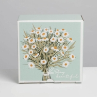 Коробка‒пенал, упаковка подарочная, &laquo;Ромашки&raquo;, 15 х 15 х 7 см