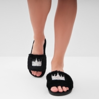 Тапочки женские с открытым носом размер 38-39, цвет чёрный