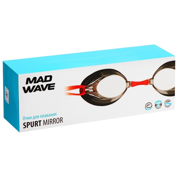 Очки для плавания SPURT Mirror, цвет красный/чёрный