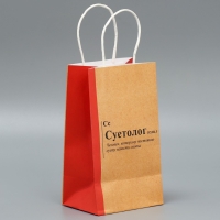 Упаковка, пакет подарочный крафтовый, &laquo;Суетолог&raquo;, 12 х 21 х 9 см