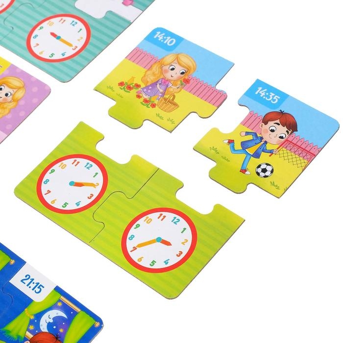 Игровой и обучающий набор &laquo;Распорядок дня&raquo;, пазлы, книга, часы