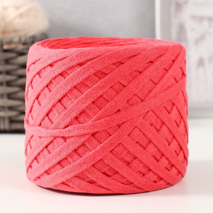 Трикотажная пряжа "Риббон" 85м/170&plusmn;5 гр (Коралл)