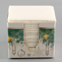 Новогодние салфетки бумажные в коробке &laquo;Ёлка&raquo;, интерьерные, 75 листов, на новый год