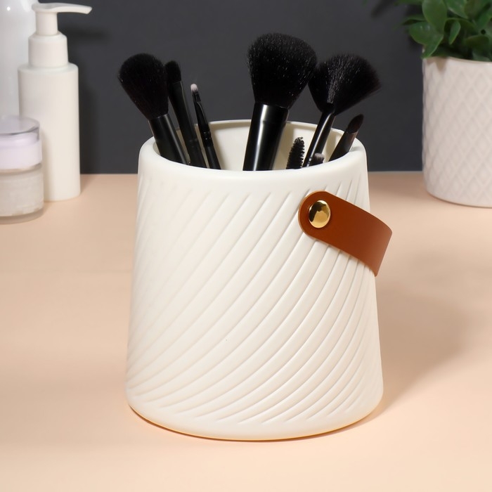 Подставка для хранения, 12,5 &times; 14,5 &times; 14,5 см, цвет белый/коричневый