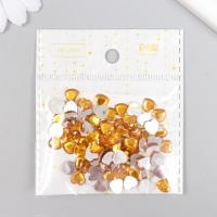 Декор для творчества пластик "Стразы сердце. Жёлтый" набор 80 шт 0,8х0,8 см