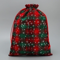 Мешочек подарочный холща &laquo;Мороз и солнце&raquo;, снежинки, 30 х 40 см +/- 1.5 см, Новый год