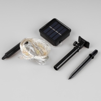 Гирлянда &laquo;Конский хвост&raquo; 10 нитей по 1 м, серебристая нить, 100 LED, свечение мульти, 2 режима, солнечная батарея