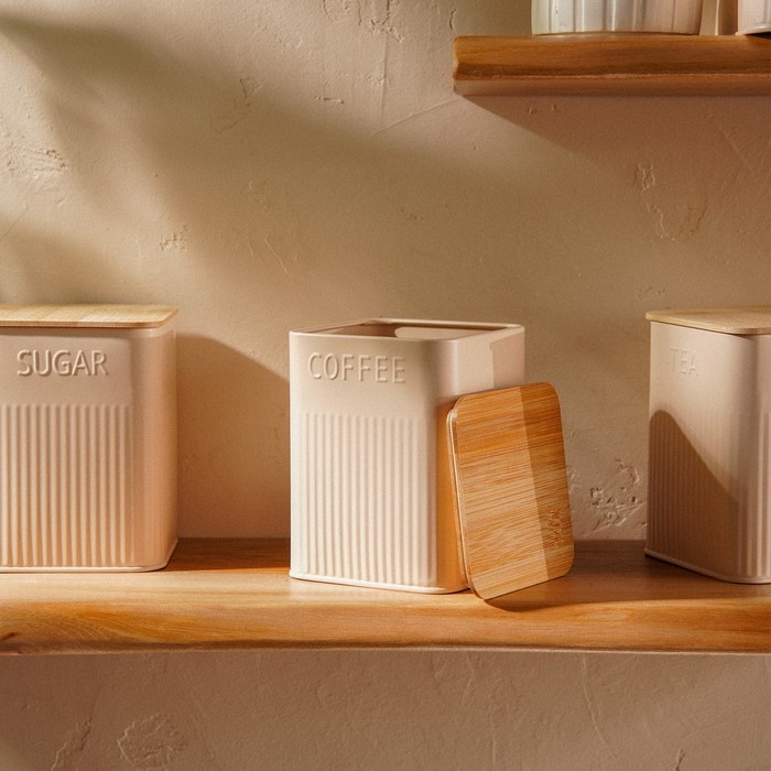 Банка для кофе «Сан-Лоренцо», 10×13 см, цвет розовый, с бамбуковой крышкой Банка для кофе «Сан-Лоренцо», 10×13 см, цвет розовый, с бамбуковой крышкой