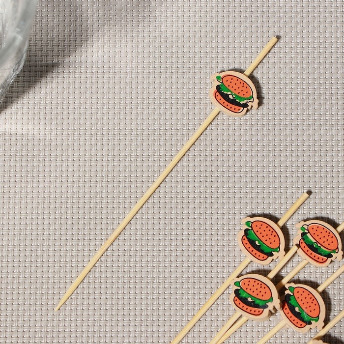 Шпажки Доляна &laquo;Бургеры&raquo;, 12 см, набор 25 шт