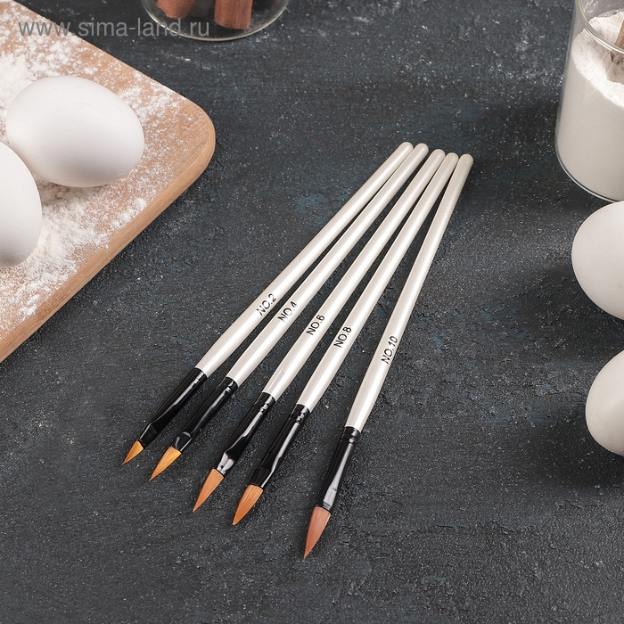 Набор кондитерских кисточек для декорирования &laquo;Топаз&raquo;, 5 шт, цвет белый