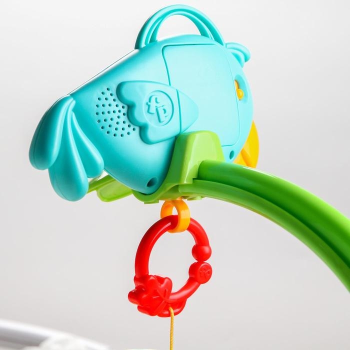 Мобиль музыкальный на кроватку &laquo;Тропический лес. Попугайчик&raquo;, 3 игр., на батарейках, съемный муз.блок