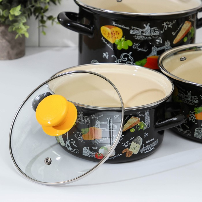 Набор кастрюль &laquo;Сыр 5-1 Экстра&raquo;, 3 предмета: 1,5 л, 2,3 л, 5 л, крышки, индукция