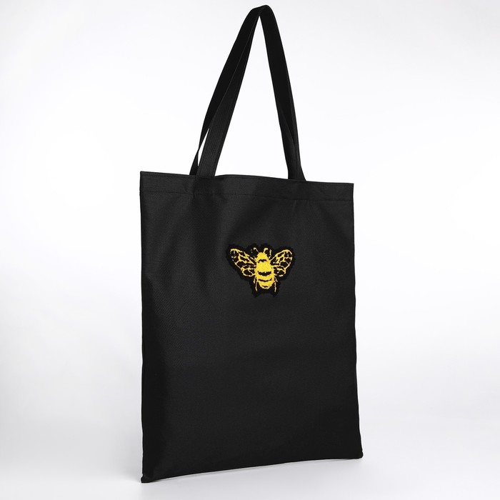 Шопер текстильный с вышивкой BEE , 40х35 см, чёрный цвет Шопер текстильный с вышивкой BEE , 40х35 см, чёрный цвет