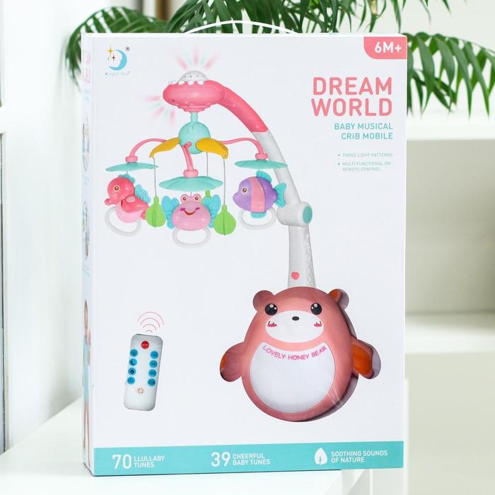 Мобиль музыкальный на кроватку &laquo;Мишка. Малыши&raquo;, проектор, пульт, цвет МИКС