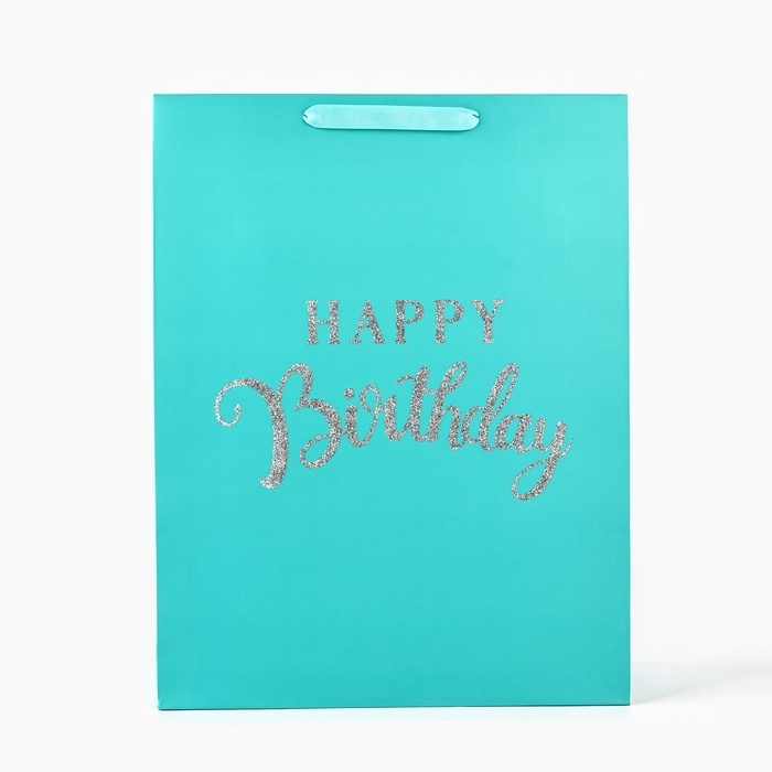 Пакет ламинированный вертикальный &laquo;С Днём рождения&raquo;, глиттер, L 40 х 31 х 11.5 см