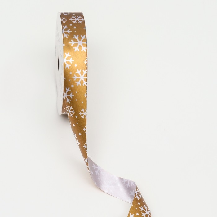 Новый год. Лента для декора и подарков, снежинки, 2 см х 45 м Новый год. Лента для декора и подарков, снежинки, 2 см х 45 м