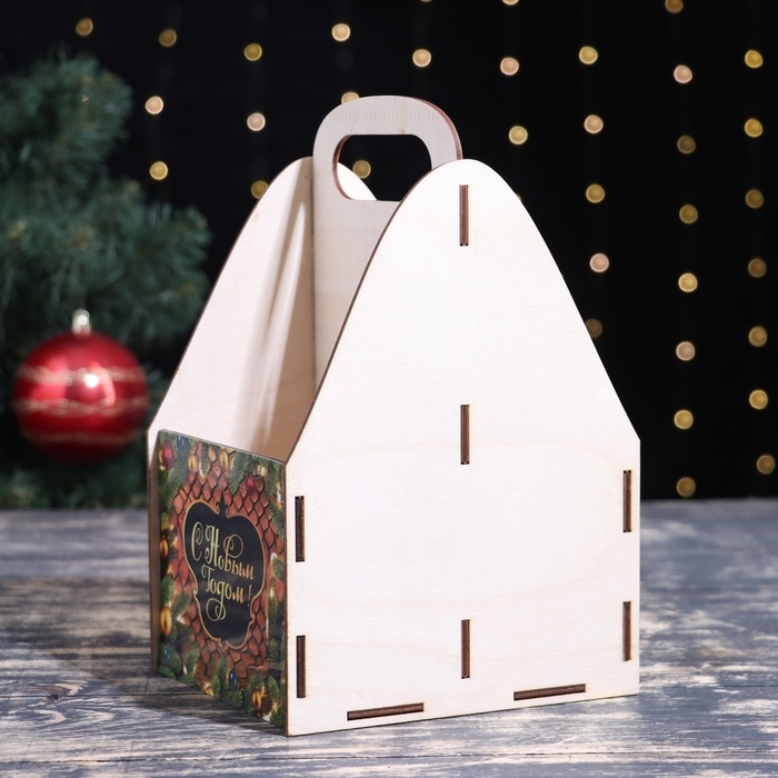 Ящик для пива Ящик для пива "С Новым Годом!" еловые ветки, 15 х 15 х 25 см