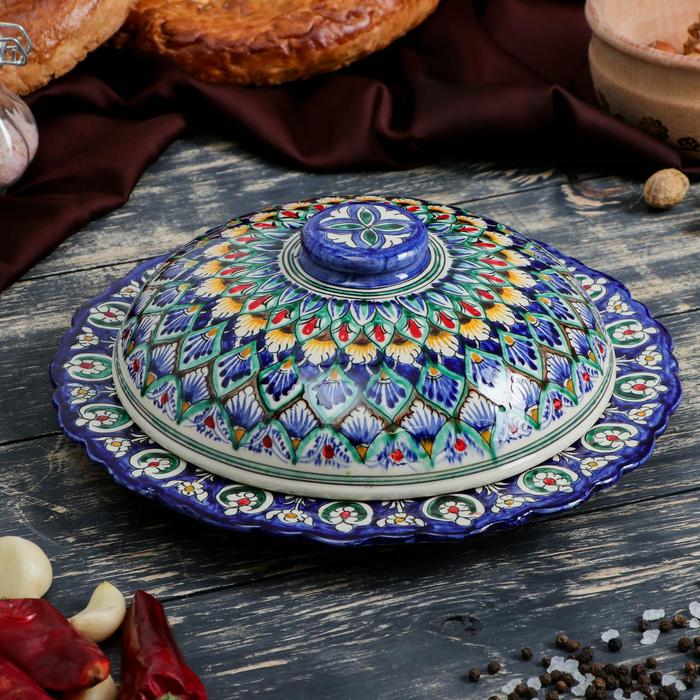 Блинница Риштанская Керамика Блинница Риштанская Керамика "Узоры", 24 см, синий