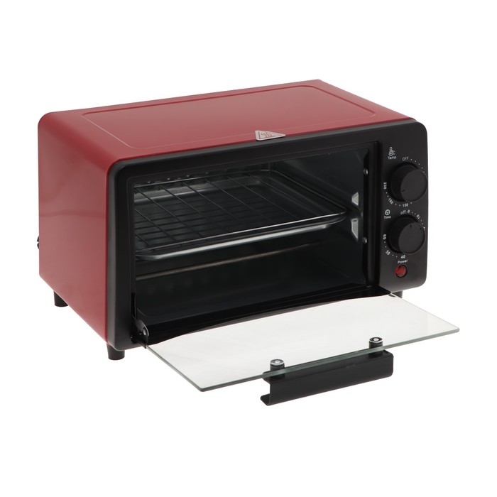 Мини-печь Волжанка ПЧ-12К, 600 Вт, 12 л, 100-230&deg;С, таймер, красно-чёрная