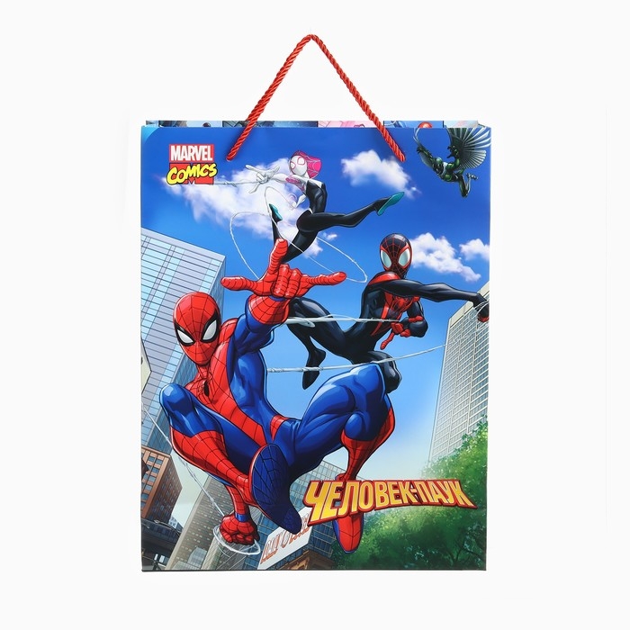 Пакет подарочный 3Д 40х31х11.5 см, Человек-паук
